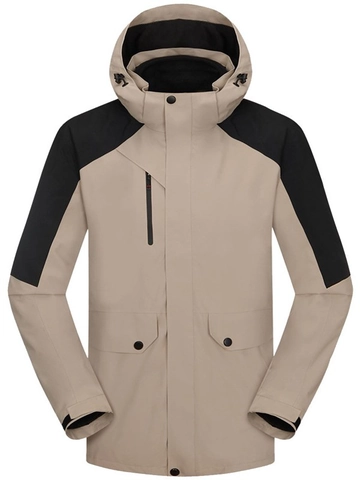 Unisex Wasserdichte Winddichte Outdoor Jacke Abnehmbarem Fleecefutter Kapuze Wandern Camping Bergsteigen Hardshell Mantel Mehrfachtaschen Parka