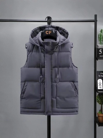 Men's Hooded Padded Vest Winter Thickened Warm Puffer Gilet Solid Color Casual Workwear Sleeveless Jacket Outerwear For Men