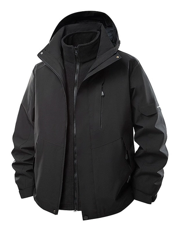 Veste Outdoor 3-En-1 Homme Femme Imperméable Coupe-vent Doublure Polaire Manteau à Capuche Amovible pour Escalade Randonnée Vêtements de Sport Chauds