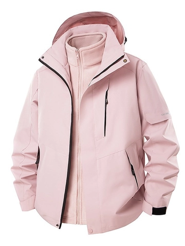 Veste Outdoor 3-En-1 Homme Femme Imperméable Coupe-vent Doublure Polaire Manteau à Capuche Amovible pour Escalade Randonnée Vêtements de Sport Chauds