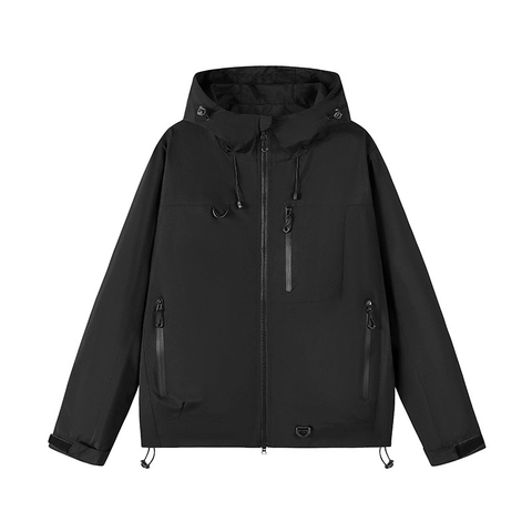 Giacca a Vento Outdoor Donna Uomo Con Cappuccio Mountain Style Antivento Impermeabile Cerniera Contrasto Casual Funzionale