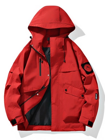Men Hooded Windbreaker Jacket Waterproof Breathable Multi Pocket Tactical Workwear Outdoor Climbing Hiking Functional Coat