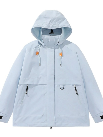 Damen Outdoor Wasserdichte Windjacke Berg-Stil Kapuzenjacke Cargo-Mantel Funktional Winddicht Frühling Herbst Oberbekleidung