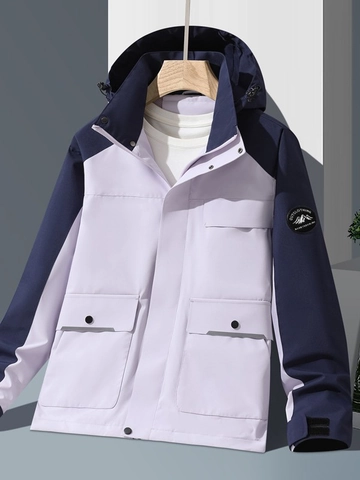 Outdoor Hardshelljas Heren Dames Capuchon Color Block Winddicht Waterdicht Wandelen Berg Parka Sport Casual Jas