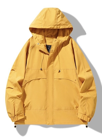 Chaqueta Cortavientos con Capucha para Hombre Ropa de Trabajo Multi-Bolsillo Casual Primavera Otoño Abrigo para Senderismo