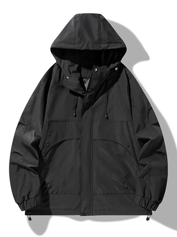 Chaqueta Cortavientos con Capucha para Hombre Ropa de Trabajo Multi-Bolsillo Casual Primavera Otoño Abrigo para Senderismo