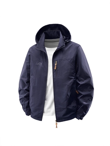 Chaqueta Cortavientos para Hombre al Aire Libre Impermeable Transpirable Capucha Abrigo Deportivo Múltiples Bolsillos Casual Work Utility Chaqueta