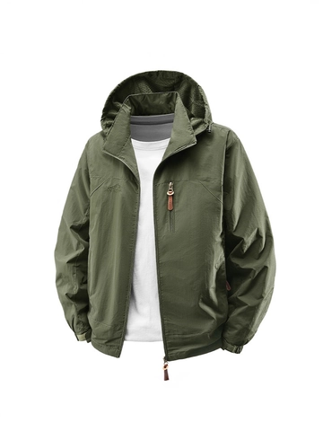 Chaqueta Cortavientos para Hombre al Aire Libre Impermeable Transpirable Capucha Abrigo Deportivo Múltiples Bolsillos Casual Work Utility Chaqueta