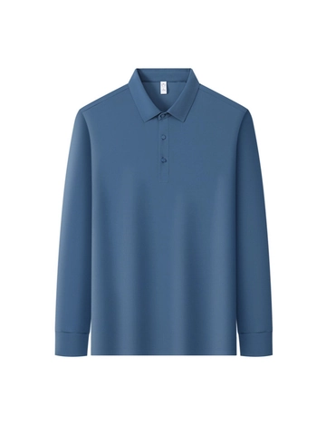 Polo de Manga Larga de Seda de Hielo para Hombre Tecnología de Enfriamiento Pegado sin Costuras Protección Solar UPF 50 Transpirable Casual Color Sólido Solapa