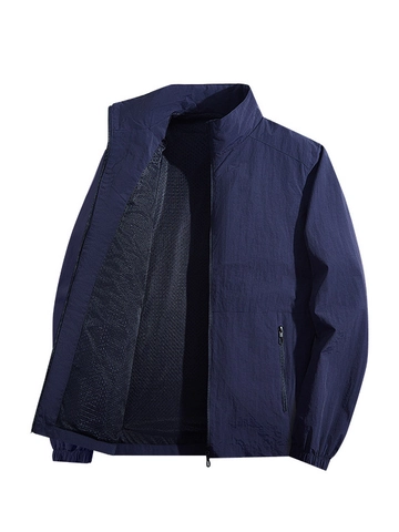 Giacca Casual da Uomo con Collo Alto Antivento con Fodera a Rete Leggera Traspirante Multitasche Cappotto Outdoor Uomo
