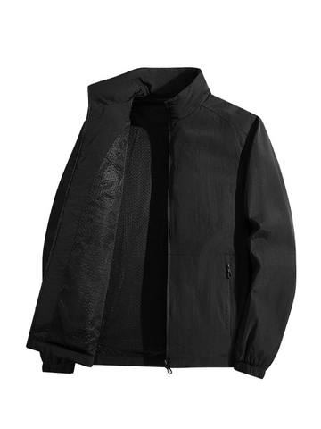 Giacca Casual da Uomo con Collo Alto Antivento con Fodera a Rete Leggera Traspirante Multitasche Cappotto Outdoor Uomo