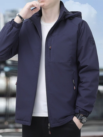 Giacca a Vento Outdoor da Uomo Foderata in Pile Antivento Impermeabile Cappuccio Outerwear Casual Multi-Tasche Cappotto Invernale Uomo Top