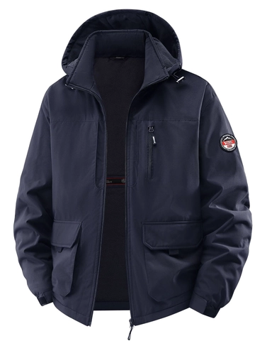 Herren Winter Taktische Kapuzenjacke Fleece Gefüttert Dick Outdoor Winddicht Wasserdicht Multi Pocket Arbeitsmantel Casual Parka