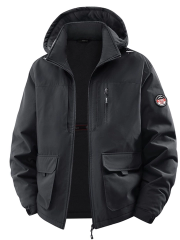 Herren Winter Taktische Kapuzenjacke Fleece Gefüttert Dick Outdoor Winddicht Wasserdicht Multi Pocket Arbeitsmantel Casual Parka