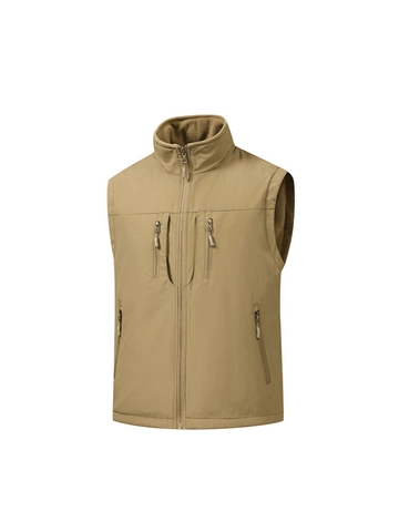 Herren Wende Weste Fleece Gefüttert Outdoor Wasserdicht Winddicht Stehkragen Mehrere Taschen Casual Winter Warm Outerwear