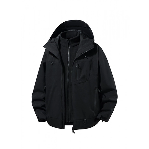Chaqueta de Exterior Impermeabile 3-En-1 Unisex Con Forro De Vellón Desmontable Abrigo Con Capucha Cortavientos Transpirable Para Hombres Mujeres