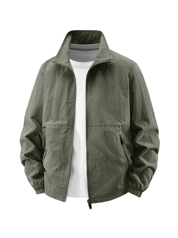 Chaqueta Casual para Hombre con Cuello Alto Ligera Resistente al Viento Impermeable Transpirable Fina para Exterior con Cremallera Abrigo Holgado