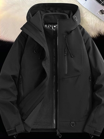 Chaqueta Funcional Unisex 3 en 1 Impermeable Resistente al Viento con Forro de Felpa con Capucha Senderismo Montañismo Chaqueta Casual