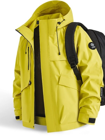 Giacca Hardshell con Cappuccio Impermeabile Outdoor per Uomo Donna Antivento Escursionismo Alpinismo Cappotto Largo Casual