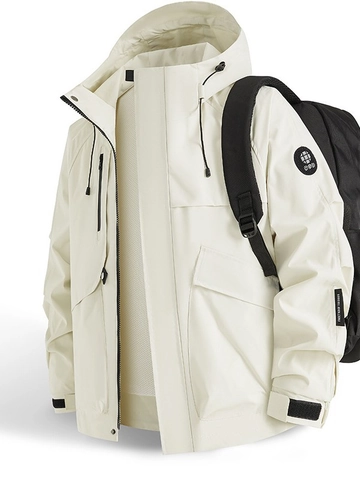 Giacca Hardshell con Cappuccio Impermeabile Outdoor per Uomo Donna Antivento Escursionismo Alpinismo Cappotto Largo Casual