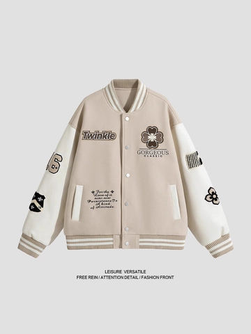 Αμερικάνικο Ρετρό Varsity Μπουφάν Κεντητό Patchwork Baseball Bomber Μπουφάν Oversized Streetwear Casual Παλτό για Άνδρες Γυναίκες
