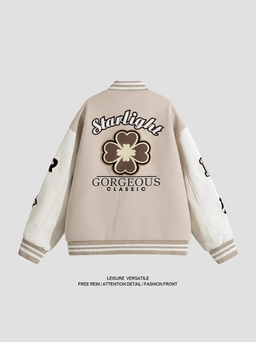 Αμερικάνικο Ρετρό Varsity Μπουφάν Κεντητό Patchwork Baseball Bomber Μπουφάν Oversized Streetwear Casual Παλτό για Άνδρες Γυναίκες