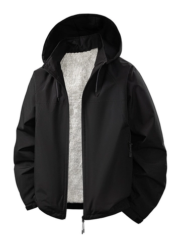 Herren Outdoor Kapuzen Softshell Jacke Winter Dick Fleece Gefüttert Winddicht Wasserdicht Lässig Sportmantel Lockere Workwear Top