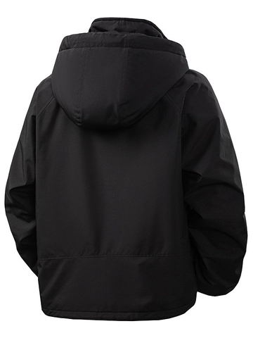 Herren Outdoor Kapuzen Softshell Jacke Winter Dick Fleece Gefüttert Winddicht Wasserdicht Lässig Sportmantel Lockere Workwear Top