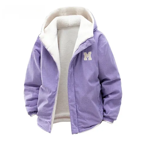 Herren Winter Verdickte Wendejacke Cord Mit Kapuze Lammwolle Innen Warm Lockere Passform Mantel M Patch Freizeitjacke