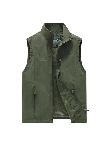 Gilet Utility Multitasche da Uomo All'aperto Collo a Listino Casual Pesca Fotografia Gilet Leggero Antivento