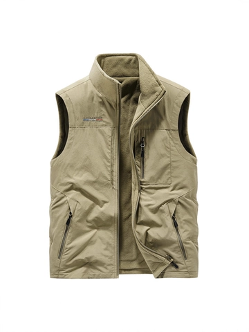 Chaleco Reversible Casual para Hombre Resistente al Viento Cuello Alto Chaqueta Sin Mangas Cálido Chaleco de Felpa Multibolsillo Deportes