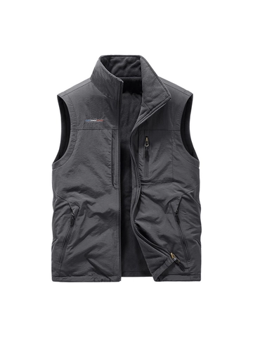Chaleco Reversible Casual para Hombre Resistente al Viento Cuello Alto Chaqueta Sin Mangas Cálido Chaleco de Felpa Multibolsillo Deportes