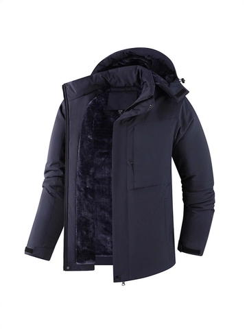Giacca Imbottita Invernale da Uomo Outdoor Foderata in Pile con Cappuccio Antivento Impermeabile Parka Cappotto Casual Spesso Caldo Termico Taglie Forti Outwear