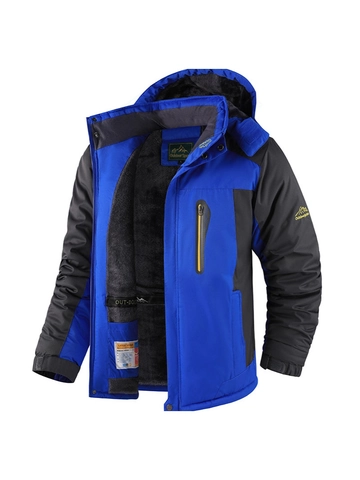 Chaqueta de Hombre con Capucha para Exteriores Forro de Vellón de Poliéster Resistente al Viento Impermeabile Abrigo Térmico de Invierno para Senderismo Escalada Pesca Deportiva Talla Grande