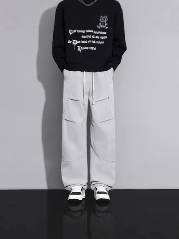 Pantaloni Paracadute Cargo Americani da Uomo Gamba Larga Larghi Pantaloni da Lavoro Streetwear Hip Hop Casual Outdoor Multi Tasche