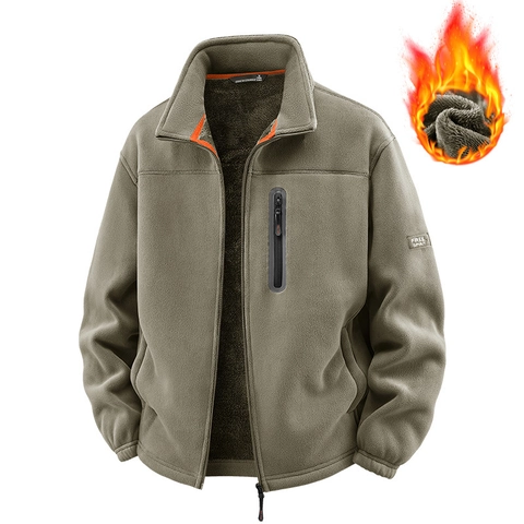 Giacca in Pile Outdoor da Uomo Ispessita Antivento Calda Collo in Piedi Cappotto Tattico Stile Militare Full Zip Casual Outdoor Uomo
