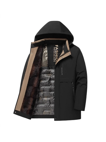 Herren Winter Graphen Wattierte Jacke Verdickter Warmer Mantel Mit Abnehmbarer Kapuze Winddicht Polyester Kunstpelz Futter Parka Casual Herren Kleidung