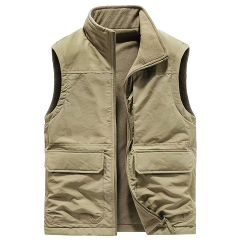 Damen Outdoor Fleece Gefütterte Weste Winter Warm Winddicht Stehkragen Mehrfachtaschen Casual Arbeitskleidung Jacke