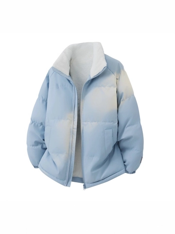 Giacca Imbottita Invernale Unisex Collo Alto Calda Fodera In Finta Lana Di Agnello Giacca Puffer Ampia Antivento Outwear
