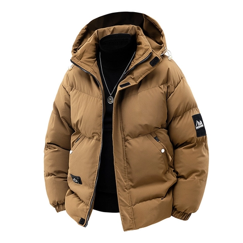 Men Winter Hooded Parka Jacket Retro Loose Cotton Padded Coat Outdoor Windproof Warm Outerwear With Graphene Lining