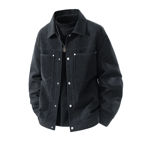 Men Fashion Jacket American Style Animal Shadow Texture Lapel Single Breasted Outwear For Casual Autumn Spring Coats