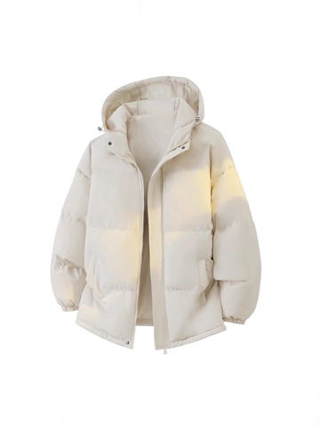 Giacca Imbottita con Cappuccio Poliestere Ispessito Caldo Cappotto Invernale Antivento Puffer Jacket per Uomo Donna Casual