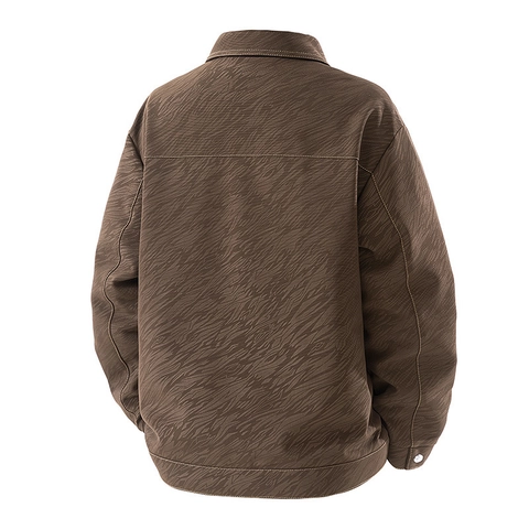 Men Vintage Workwear Jacket Polyester Blend Multi Pocket Windproof Lapel Coat Retro Zebra Texture Casual Outerwear For Men
