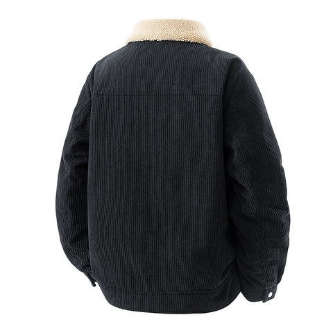 Veste en Velours Côtelé pour Hommes Avec Doublure Chaude en Fausse Fourrure Hiver Coupe-vent Revers Manteau Décontracté Rembourré