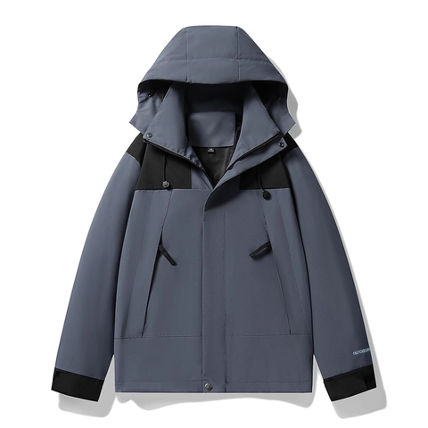 Veste Coupe-vent d'Extérieur pour Hommes Femmes Imperméable Coupe-vent Épissée à Capuche Sportive Décontractée Manteau Léger Adulte