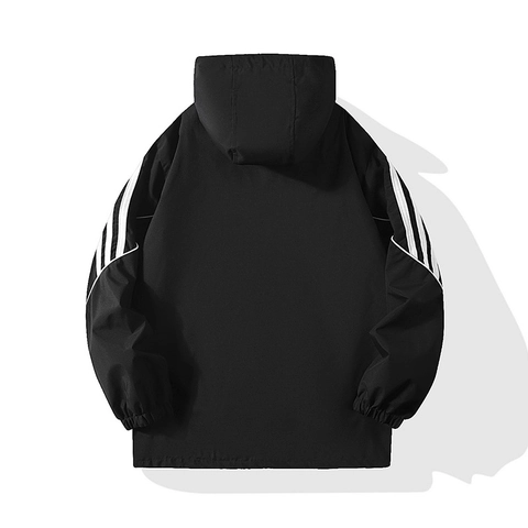 Heren Functioneel Jack Met Capuchon Waterdicht Winddicht Outdoor Sport Windjack Gorpcore Stijl Contraststrepen Losse Casual Bovenkleding