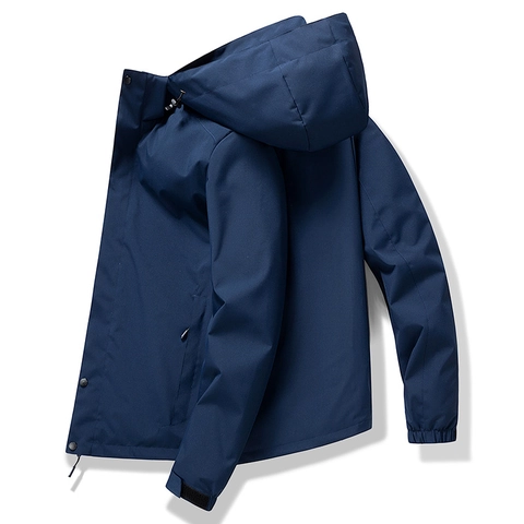 Men Outdoor Hooded Jacket Windproof Waterproof Polyester Functional Windbreaker Casual Sporty Work Jacket For Daily Travel