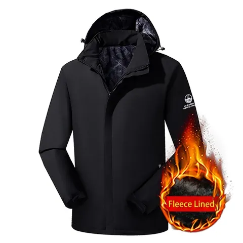 Veste Doublée Polaire Pour Hommes Imperméable Coupe-vent Avec Capuche Amovible Manteau D'hiver Chaud Décontracté Extérieur