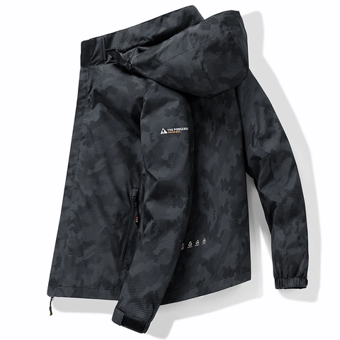 Veste Coupe-Vent à Capuche pour Hommes Camouflage Imperméable Coupe-Vent Extérieur Décontracté Manteau pour Automne Printemps Hommes