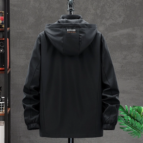 Veste à Capuche Décontractée pour Hommes Légère Coupe-Vent Vêtement d'Extérieur Printemps Automne Ample Polyester Sportif Top